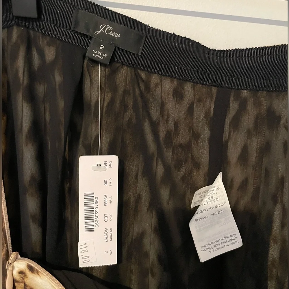 J. Crew Beige and Brown Leopard Print Pleated A-Line Skirt - Picture 11 of 11